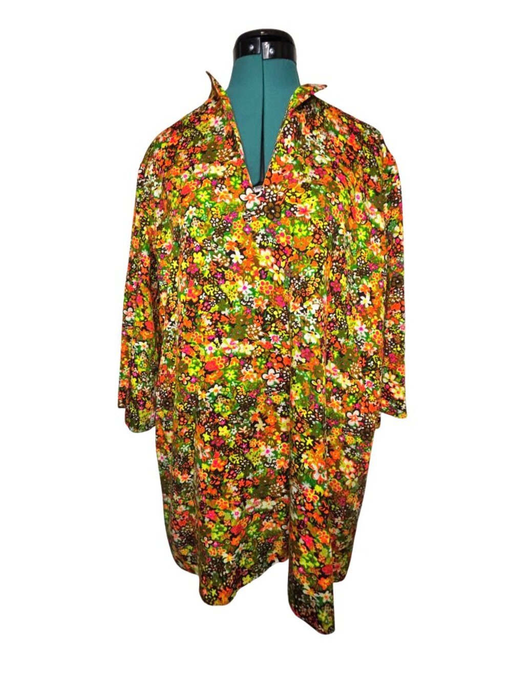 1960s Psychedelic Shift Dress, Size L